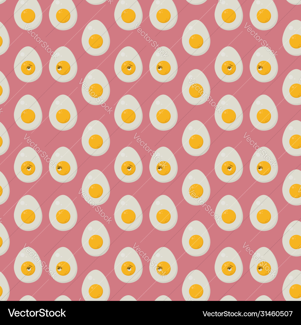 Boiled egg pattern on white background vector image