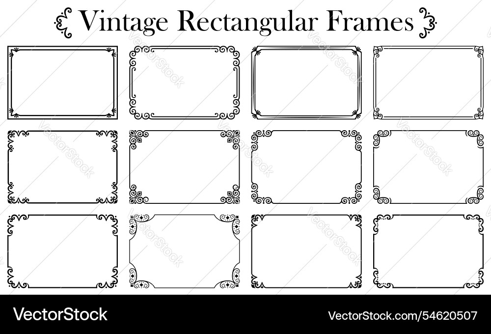 Collection of rectangular frames in vintage style Collection of rectangular frames in vintage style vector image