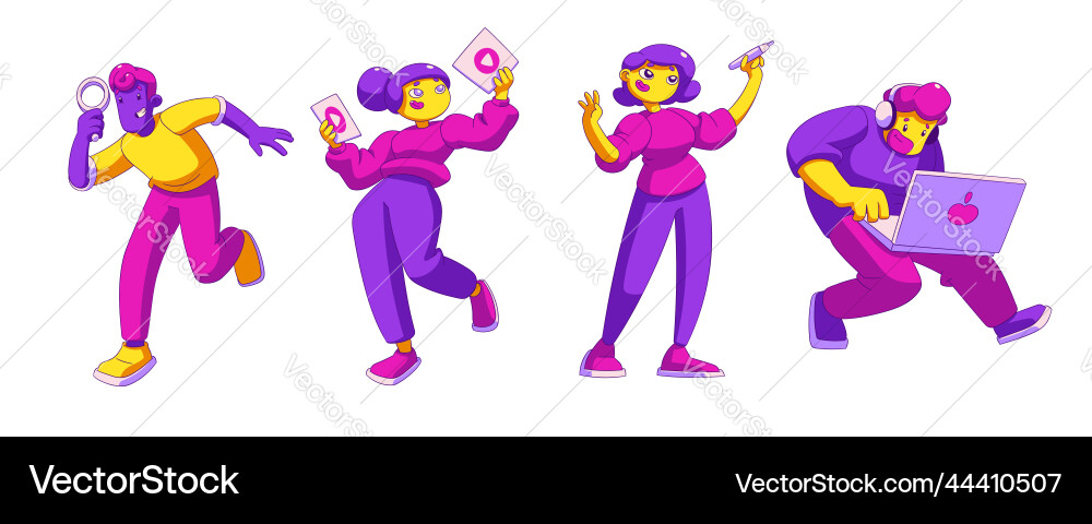 Creative analytics team characters set on white vector image