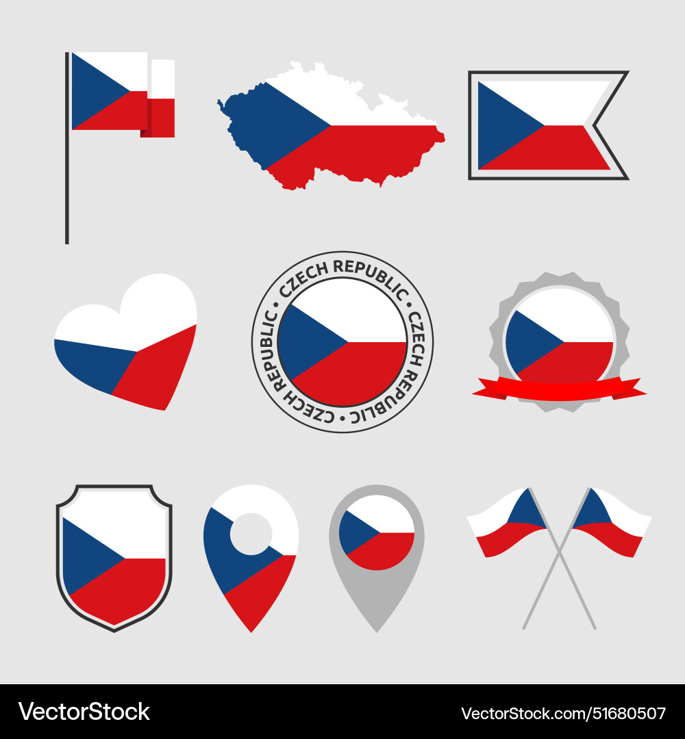 Czech flag icons set symbols Vector Image