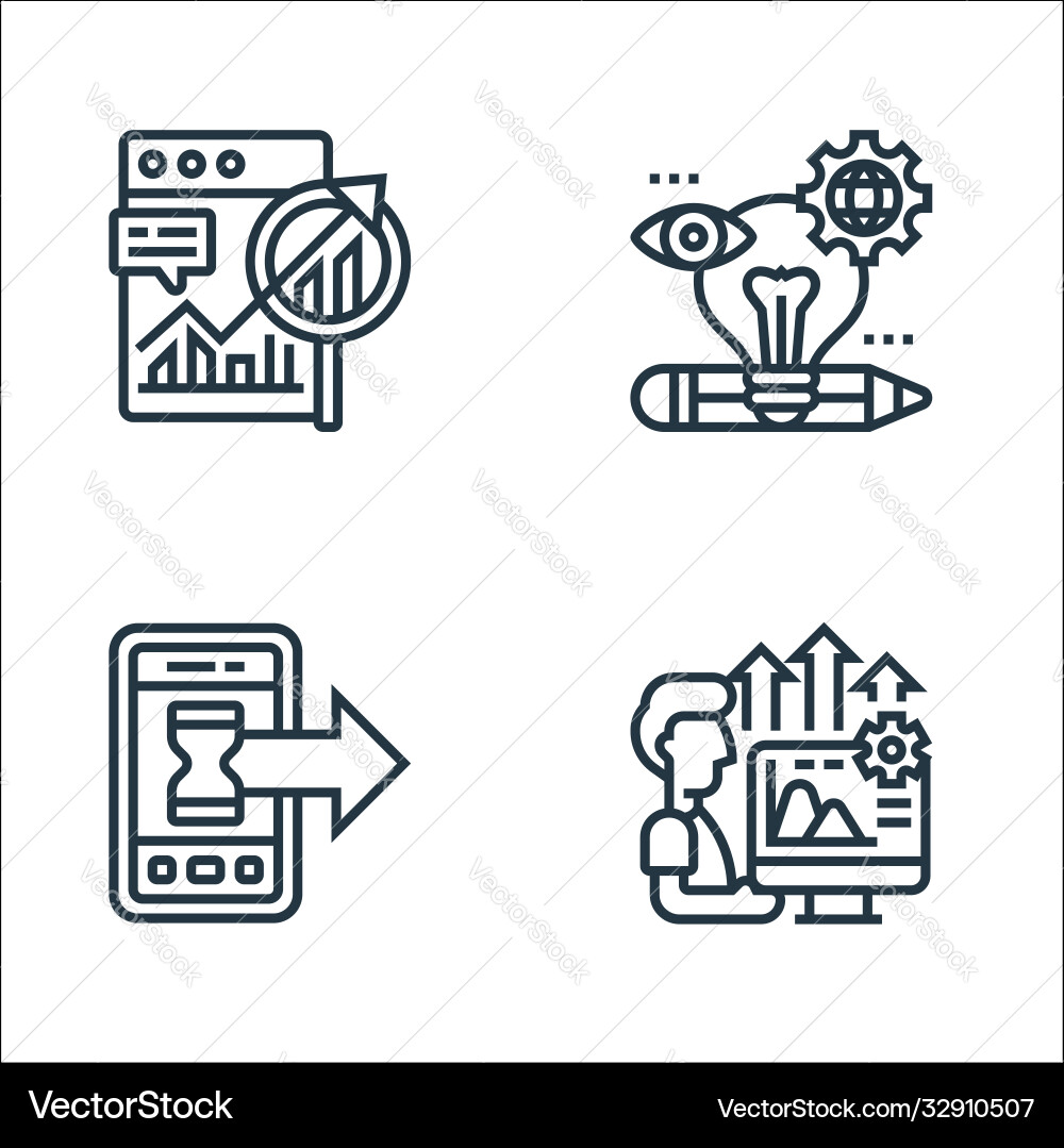 Digital transformation line icons linear set vector image