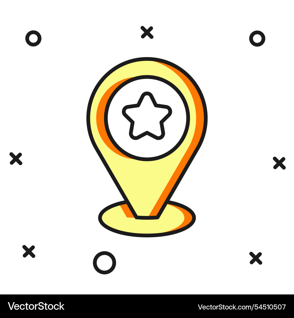 Filled outline map pointer with star icon Filled outline map pointer with star icon vector image