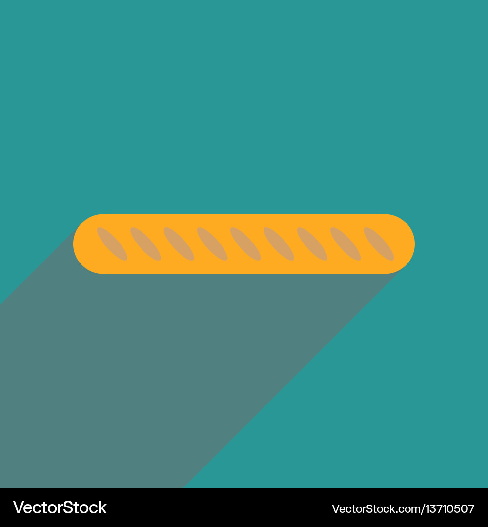 Flat web icon with long shadow baguette vector image