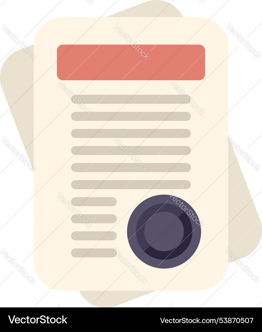 Official document with red title and stamp lying Official document with red title and stamp lying vector image