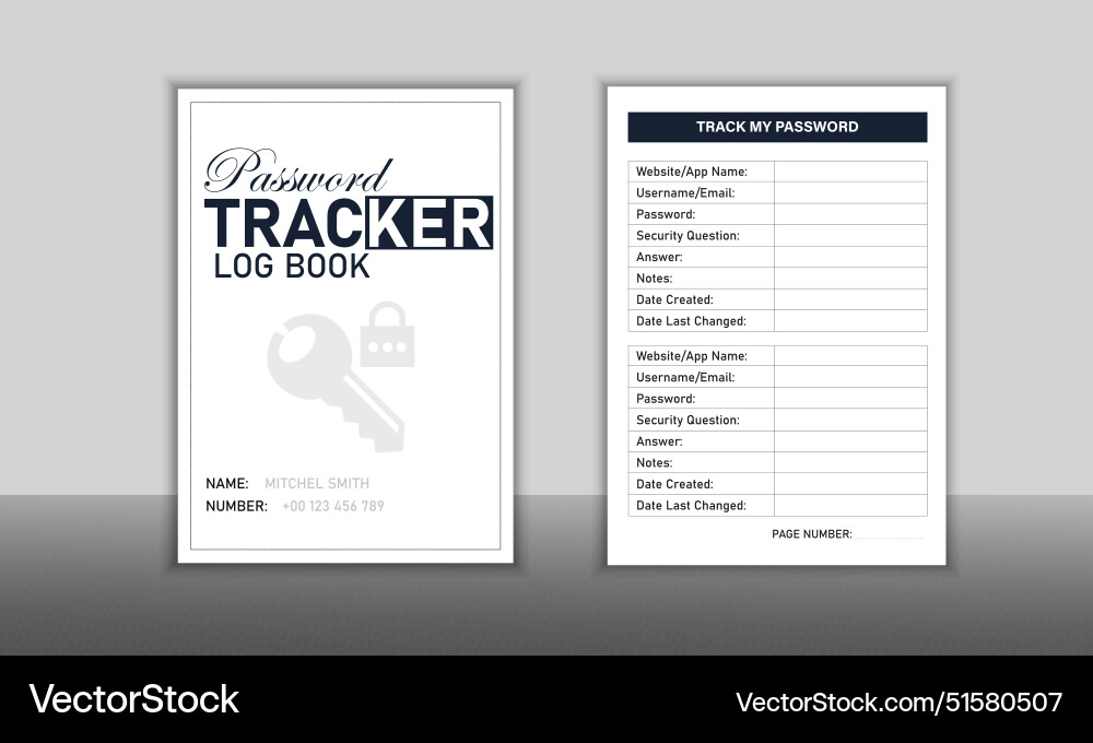 Password tracker logbook design Vector Image