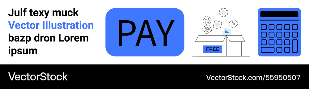 Payment process with pay button open box Payment process with pay button open box vector image