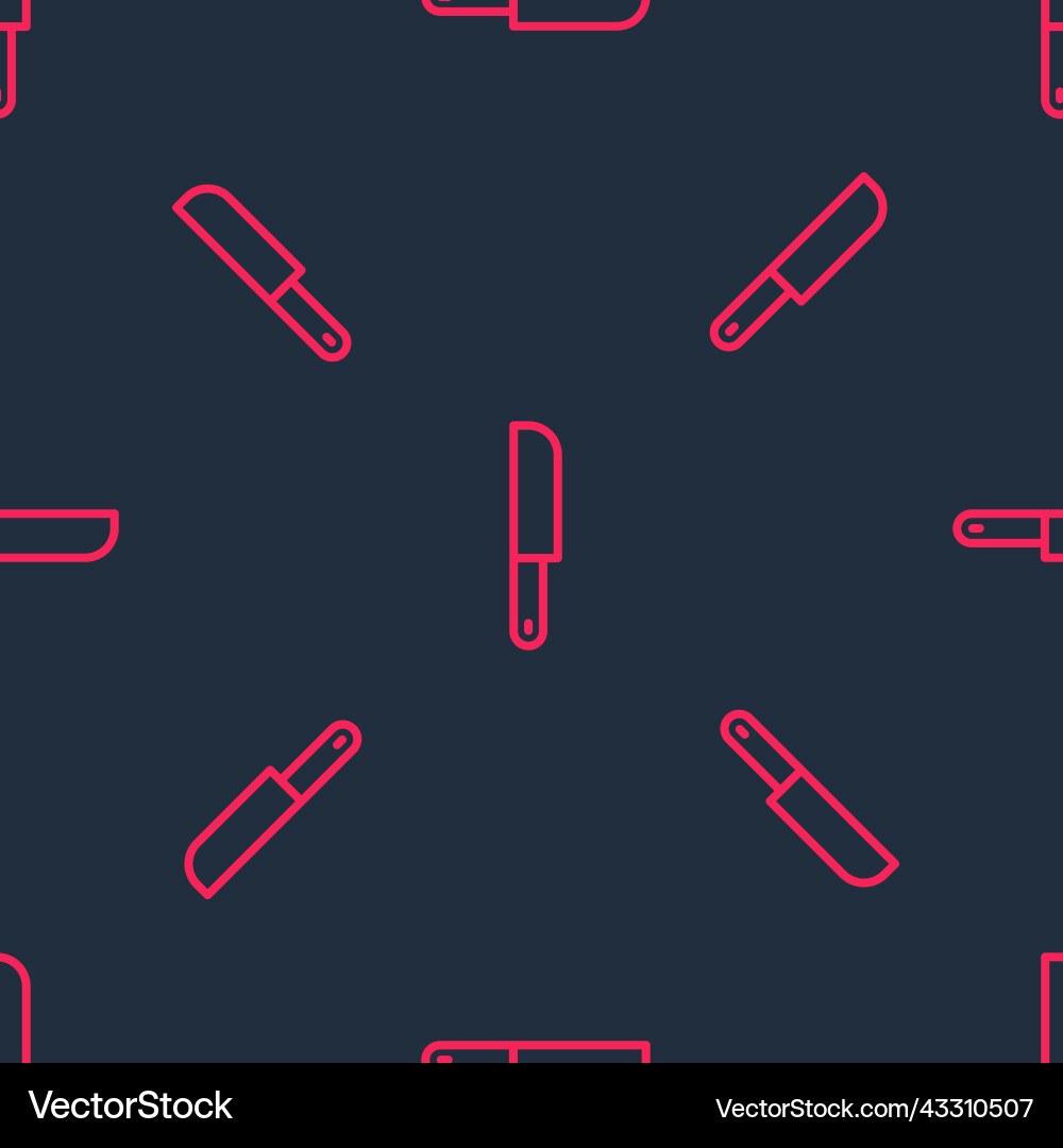 Red line knife icon isolated seamless pattern Red line knife icon isolated seamless pattern Vector Image