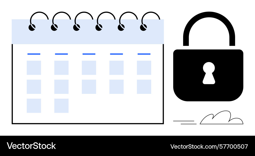 Secure scheduling concept with calendar and lock Secure scheduling concept with calendar and lock Vector Image