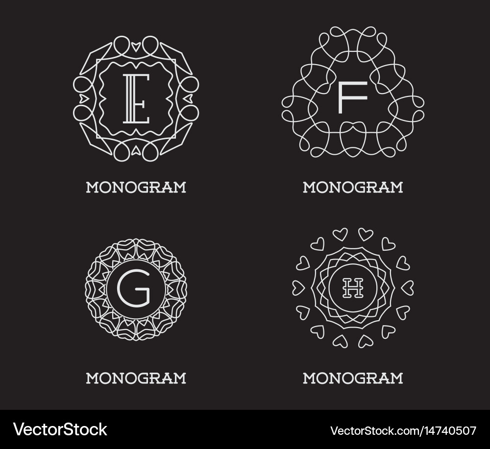 Set monogram design template letter premium Vector Image