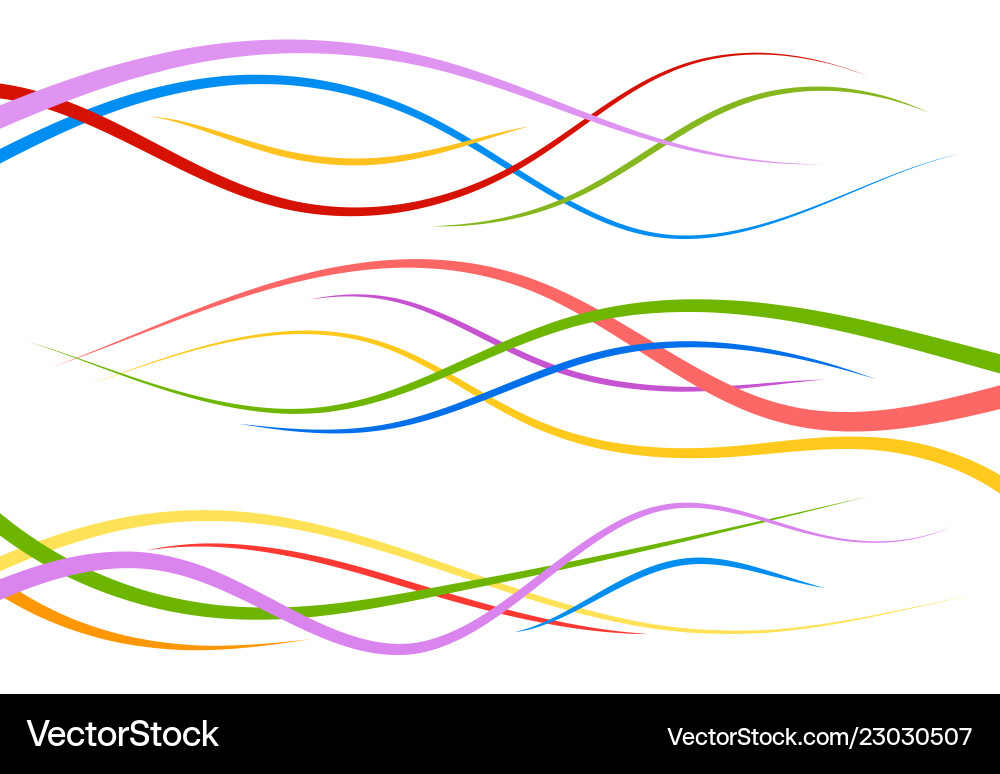 Set of abstract color curved lines Set of abstract color curved lines Vector Image