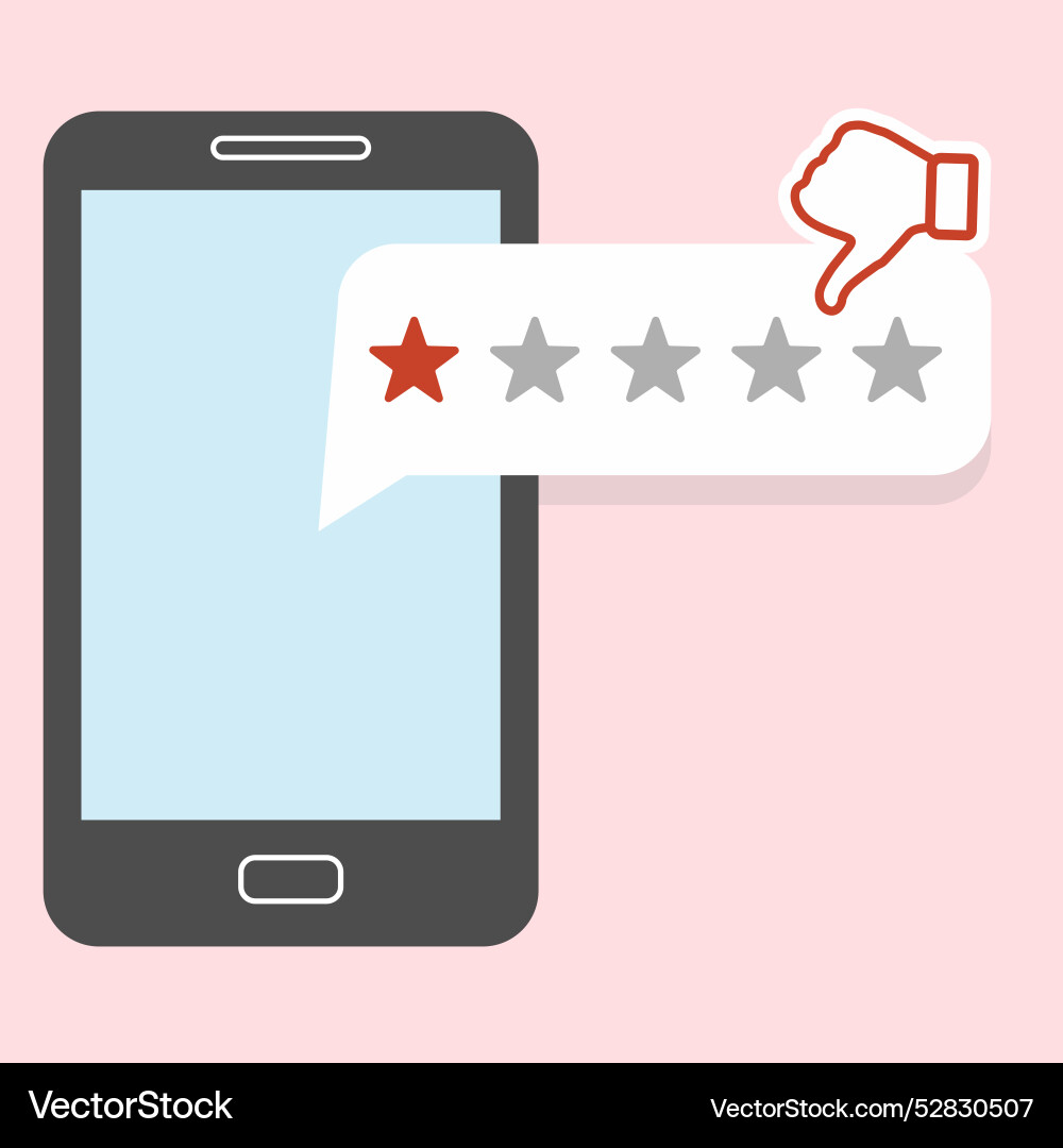 Smartphone and message bubble with thumb down Smartphone and message bubble with thumb down vector image