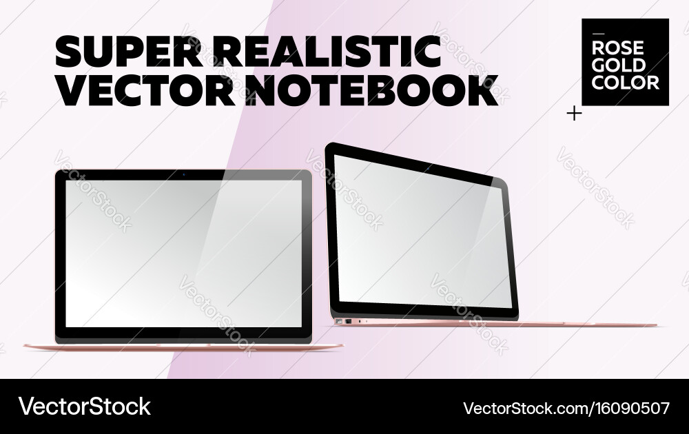 Super realistic notebook with blank screen Vector Image