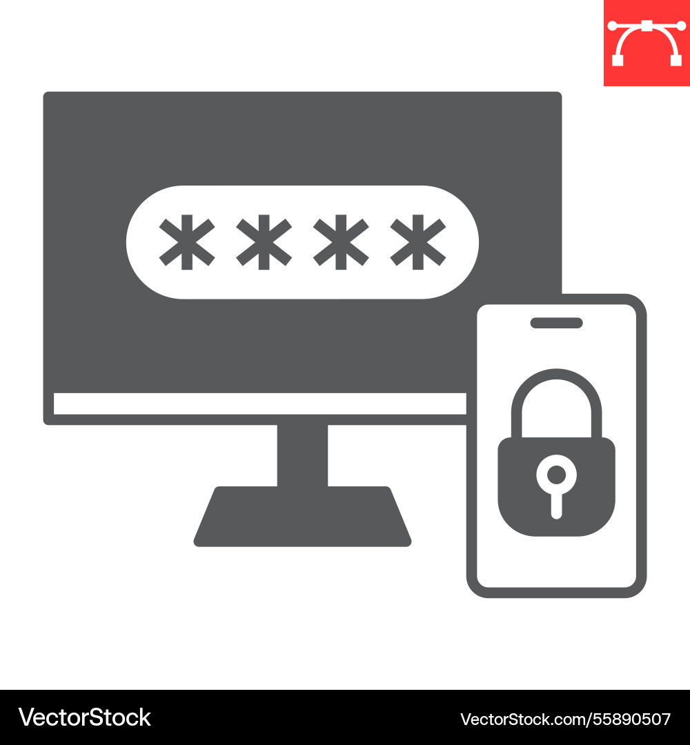Two step authentication glyph icon security Two step authentication glyph icon security Vector Image