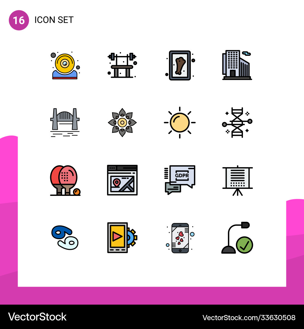 16 user interface flat color filled line pack Vector Image