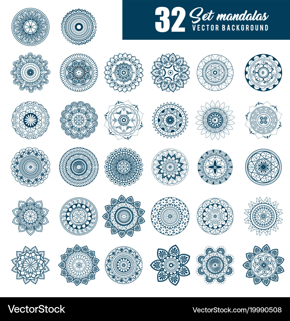 32 Mandala Patterns - Bohemian Style vector image