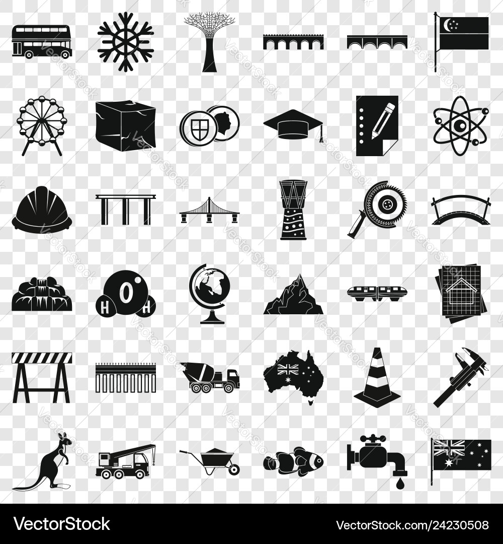 Big bridge icons set simple style Vector Image