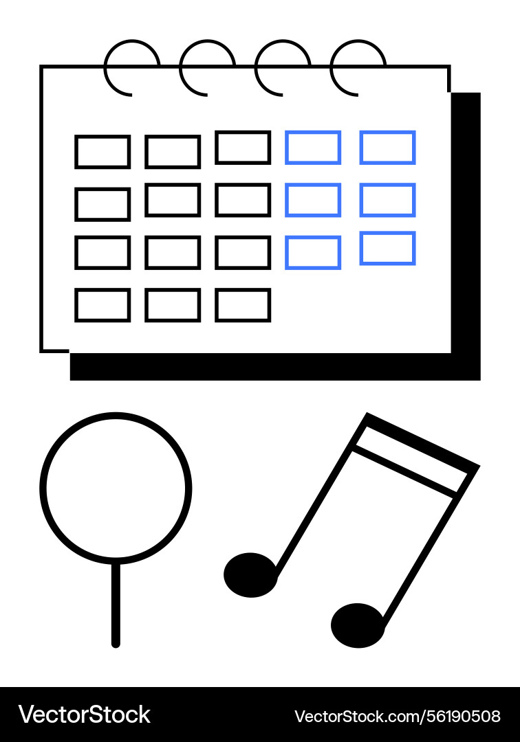 Calendar with highlighted dates magnifying glass Calendar with highlighted dates magnifying glass vector image