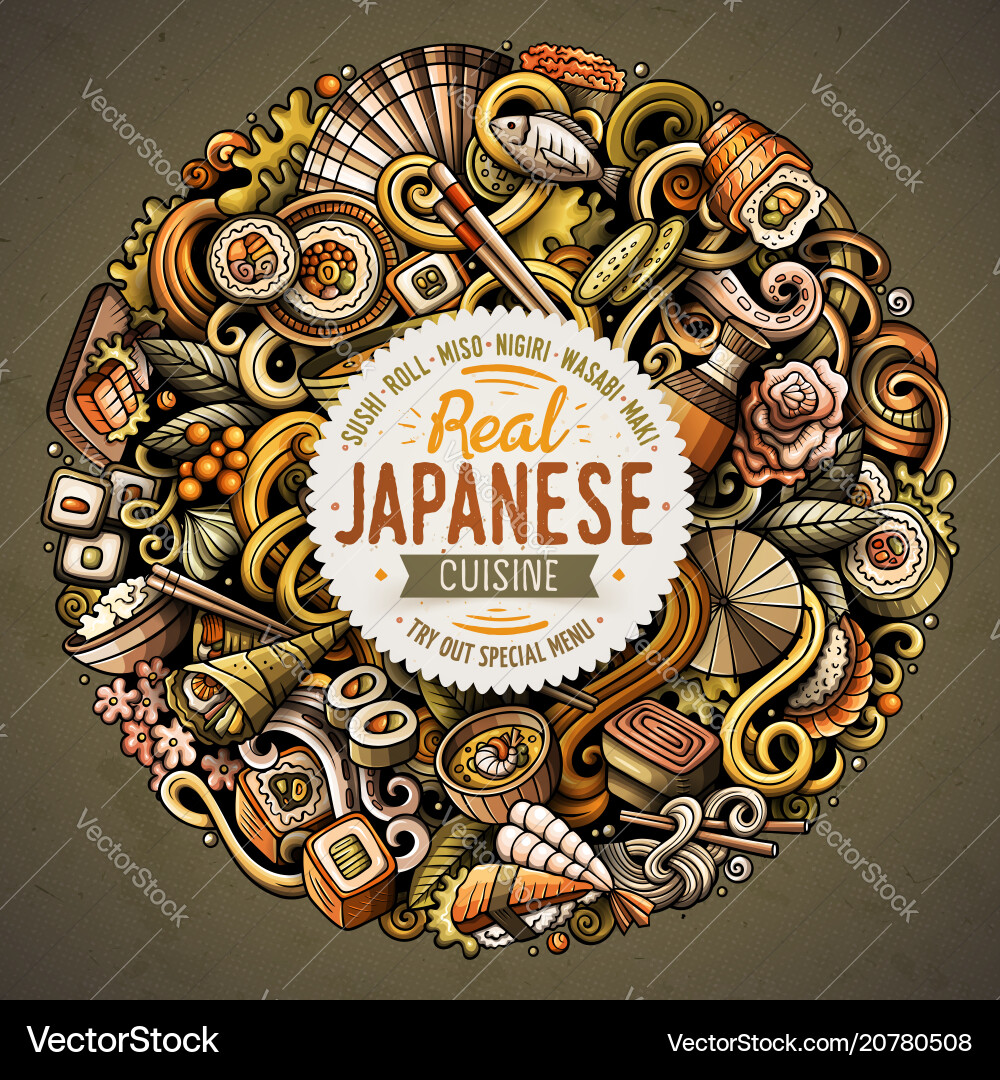 Cartoon doodles japan food Cartoon doodles japan food vektorbild