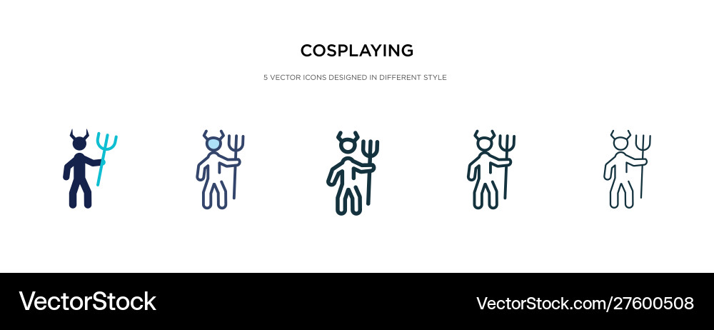 Cosplaying icon in different style two colored Cosplaying icon in different style two colored vector image