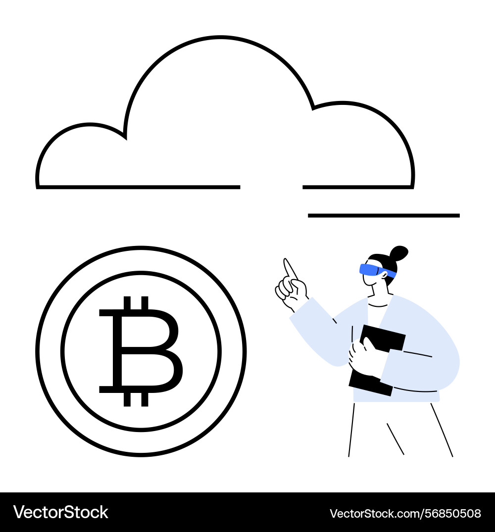 Digital asset concept with cloud storage and tech Digital asset concept with cloud storage and tech vector image