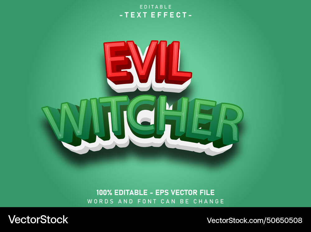 Evil witcher editable text effect 3 d emboss Vector Image