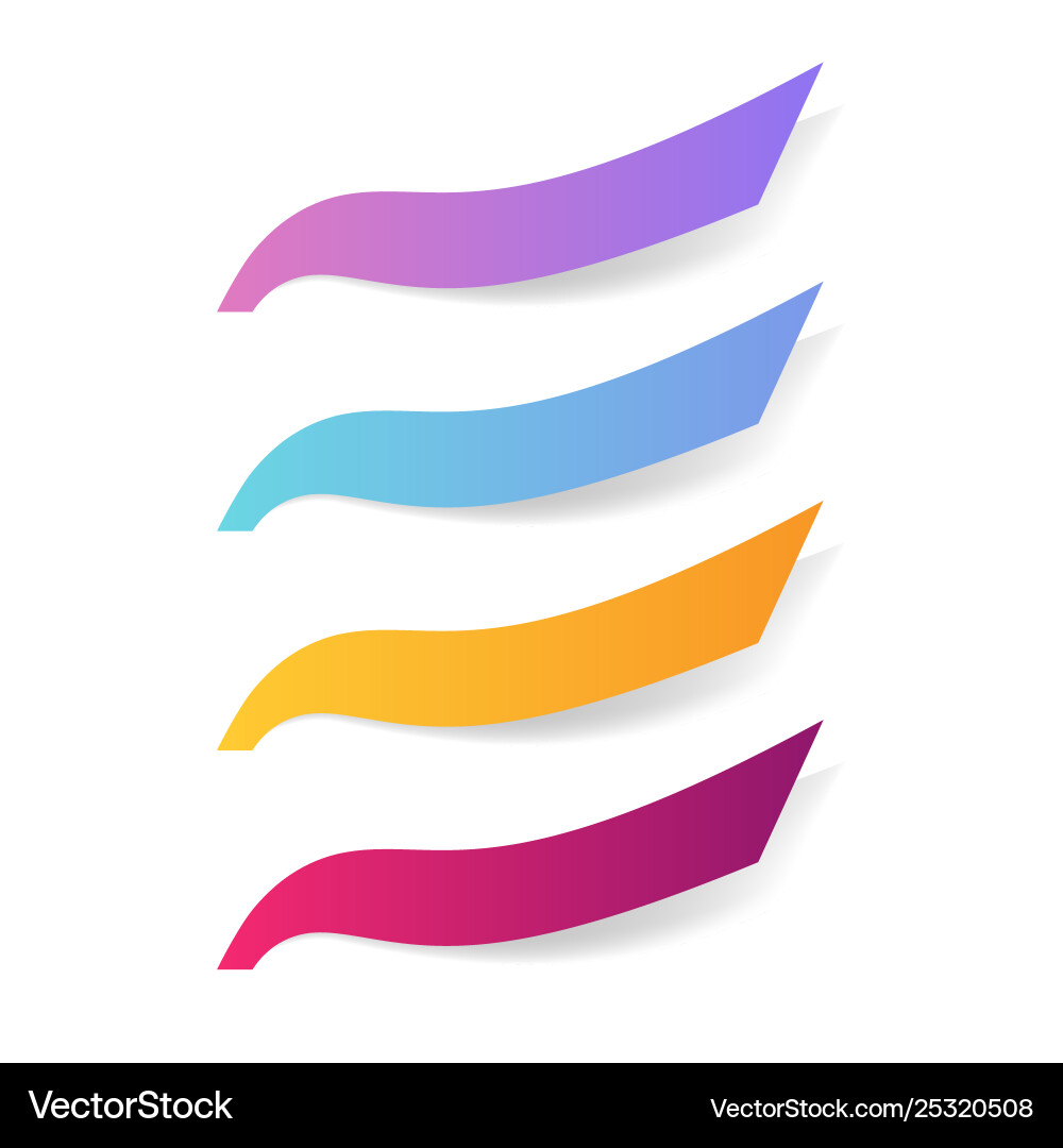 Flag shape ribbon color set vector image