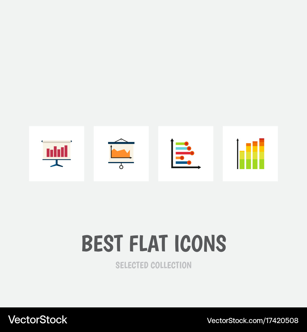 Flat icon chart set of graph infographic Vector Image