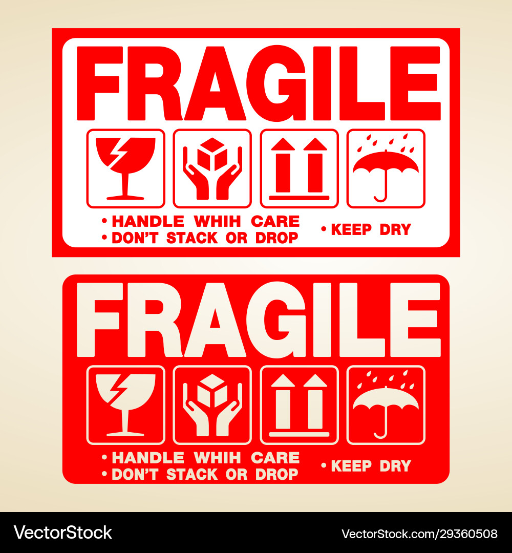 Fragile Handling Shipping Label Vector Image