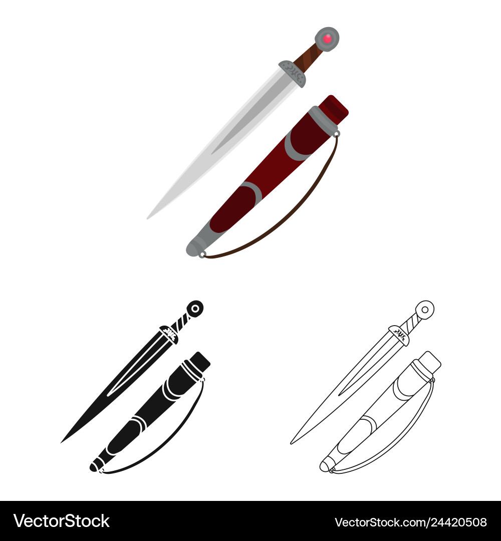Isolated object of dagger and knife icon set vector image