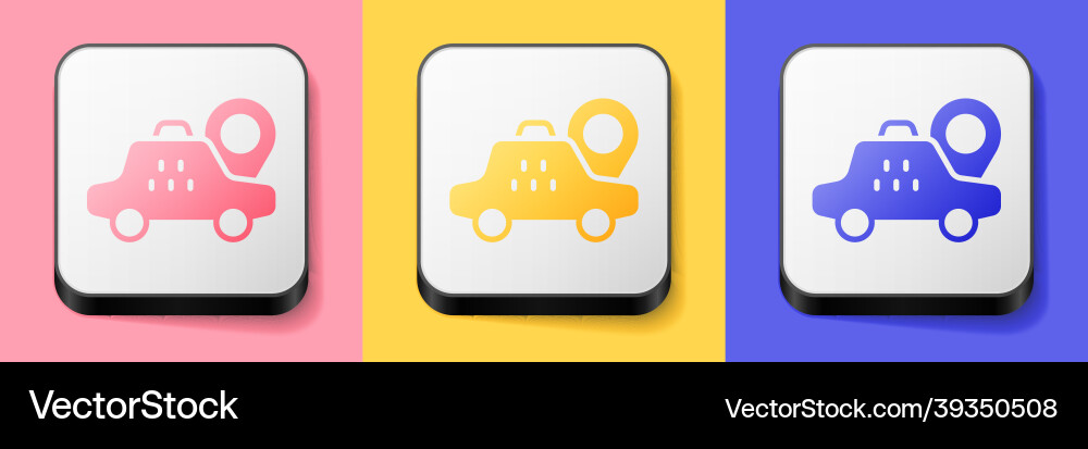 Isometric map pointer with taxi car icon isolated Isometric map pointer with taxi car icon isolated vector image