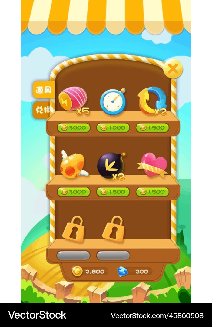 Komplettes Set von Level-Taste Spiel ui Pop-up-Symbol vektorbild