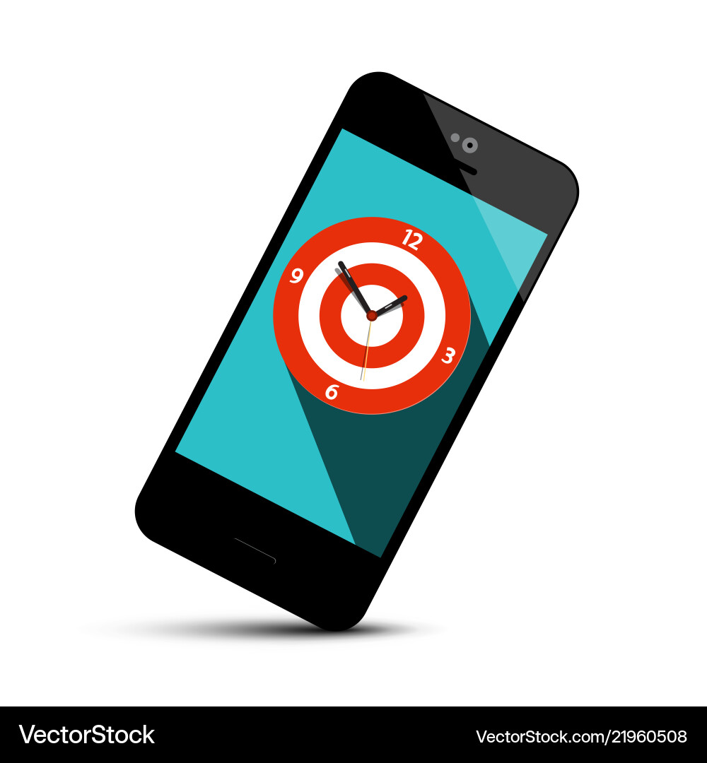 Mobile phone icon with analog clock symbol vector image
