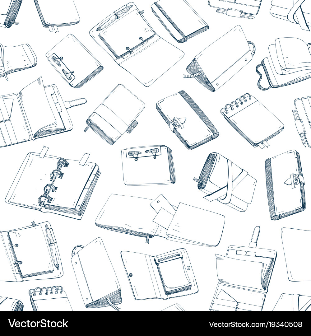 Monochrome Seamless Notepad Pattern vector image
