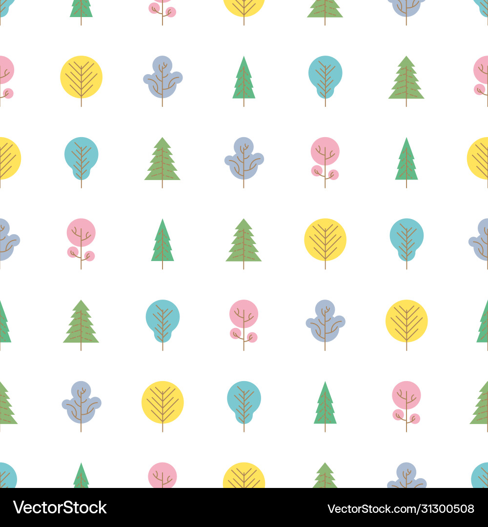 Seamless pattern with colored trees Vector Image