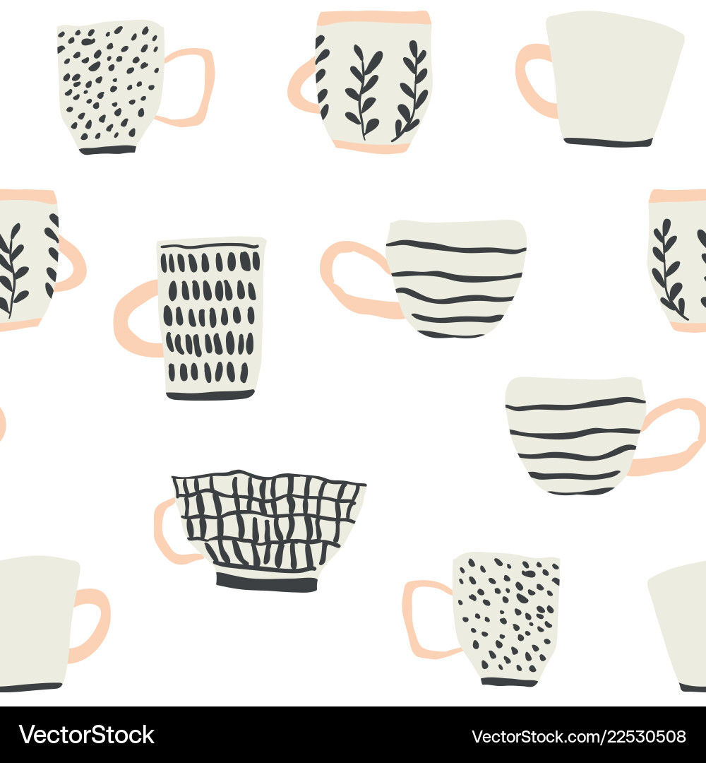 Seamless pattern with scandinavian cups Seamless pattern with scandinavian cups vector image
