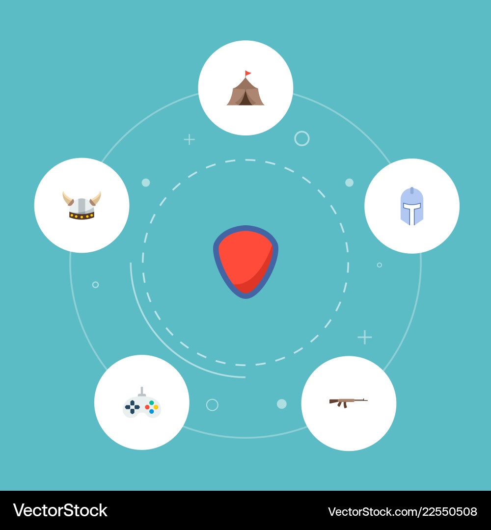 Set of game icons flat style symbols with medieval Set of game icons flat style symbols with medieval vector image