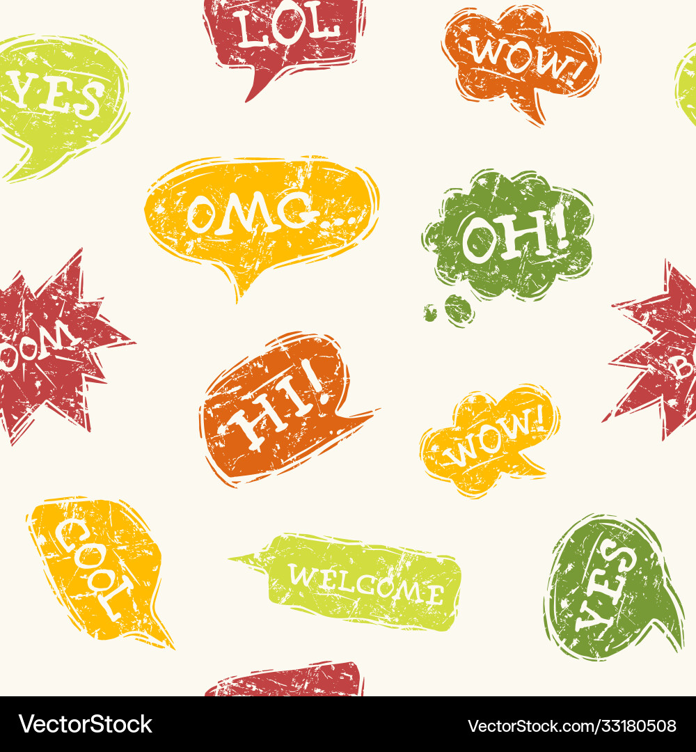Speech bubble seamless pattern in linocut style Speech bubble seamless pattern in linocut style vector image