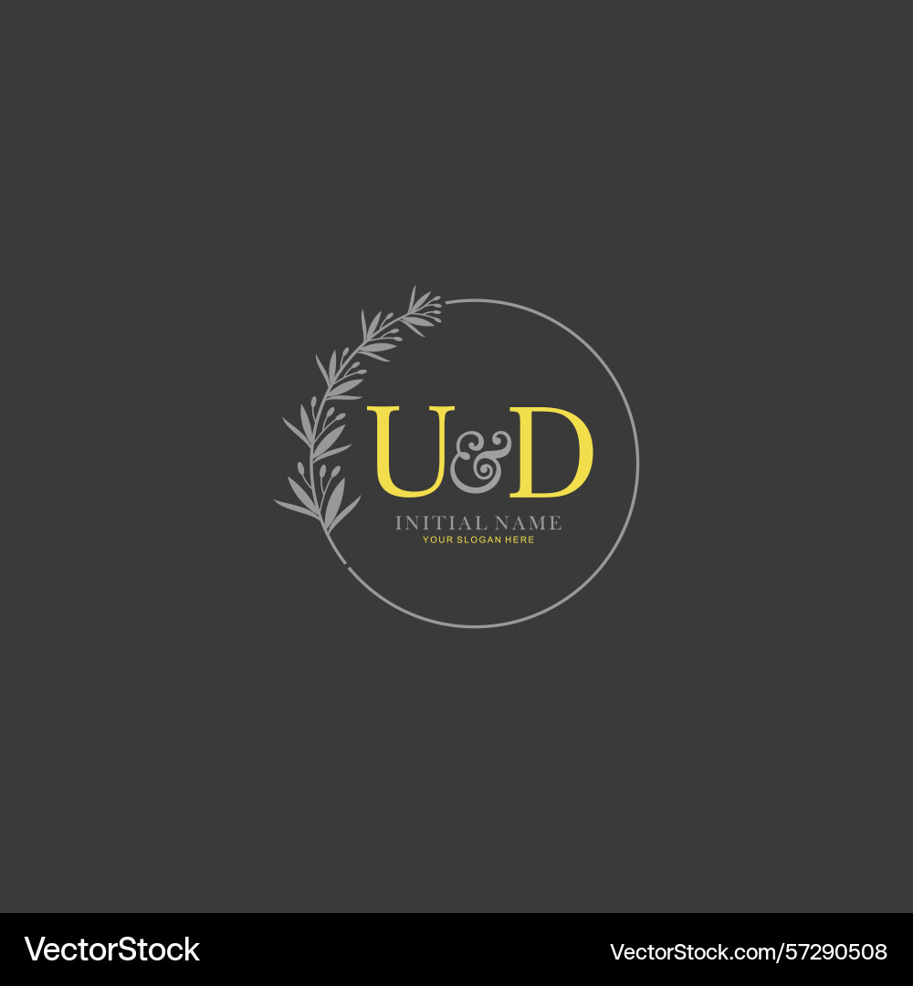 Ud initial logo templates with botanical elements Vector Image