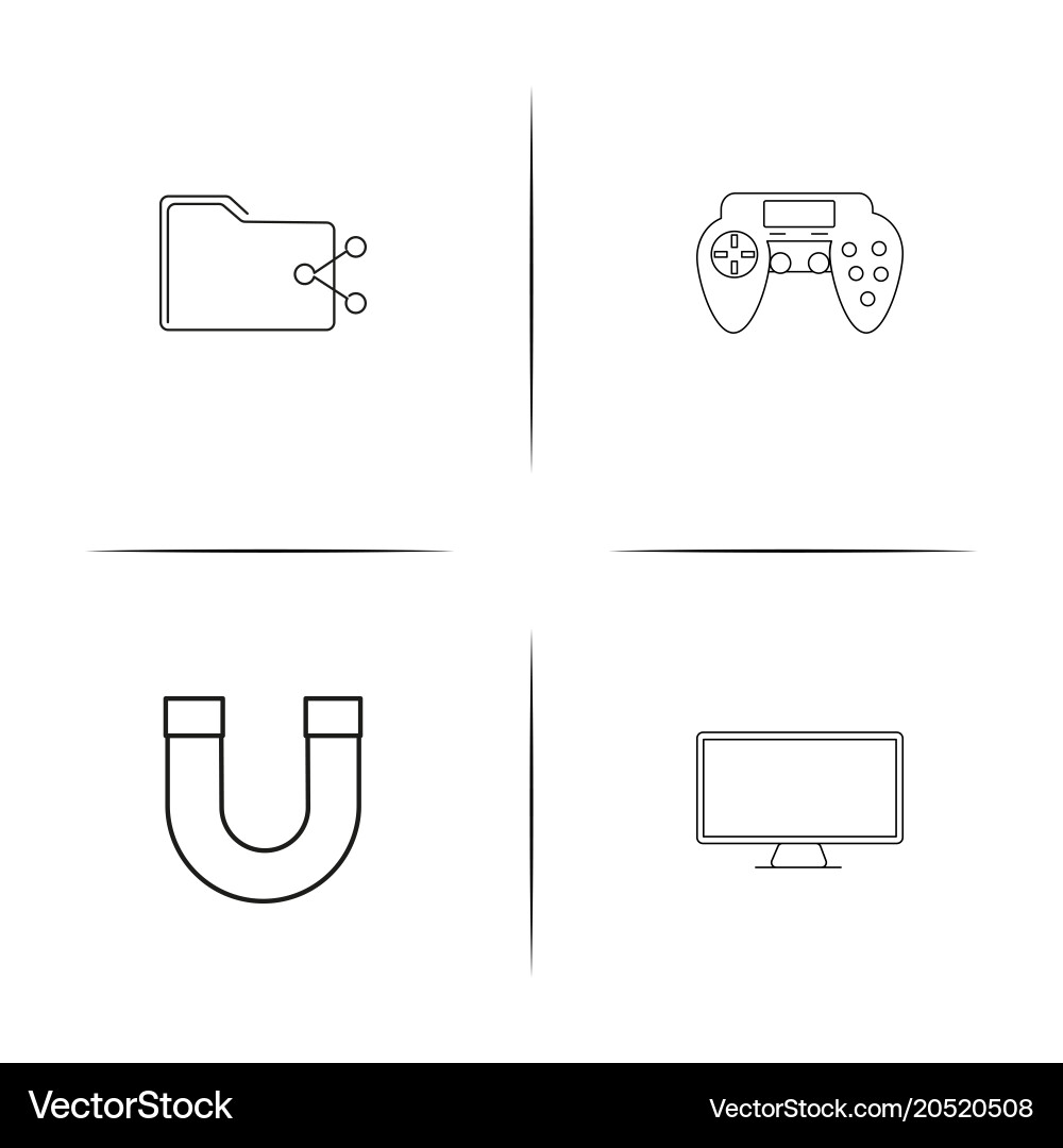 User interface simple linear icons set outlined vector image