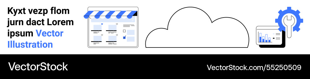 Cloud Computing mit Datenanalyse Dashboard Vektorbild