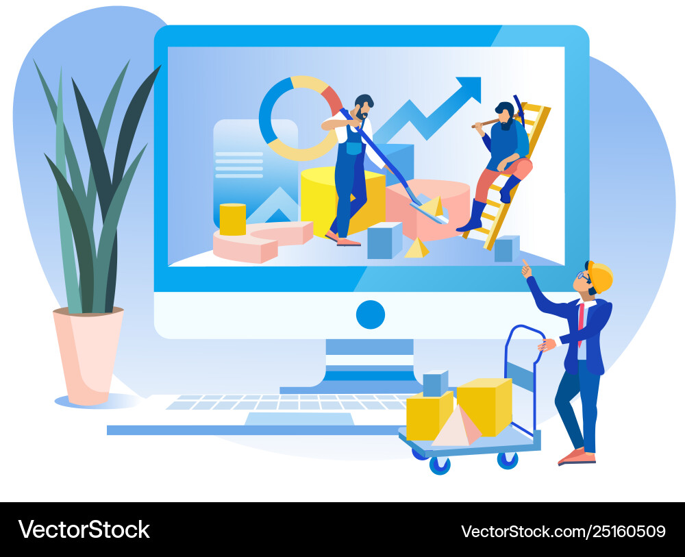 Database management analysis metaphor flat banner Vector Image