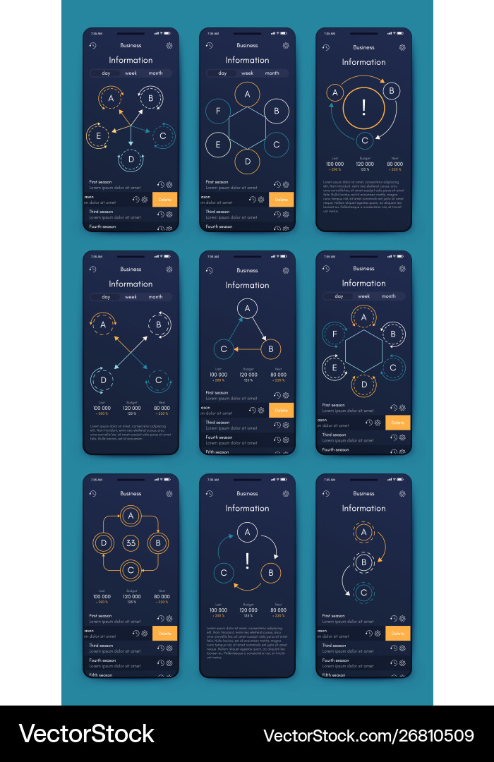 Different ui ux gui screens and flat web icons Vector Image