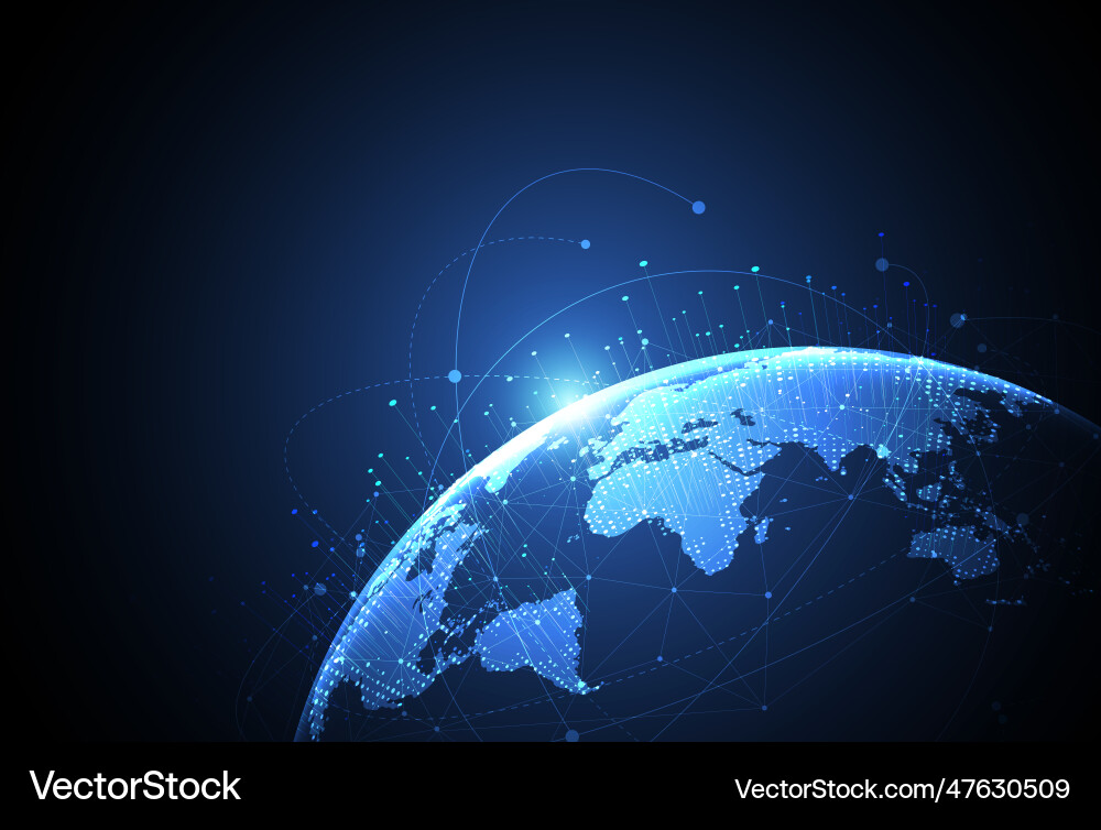 Global network connection world map point Global network connection world map point vector image