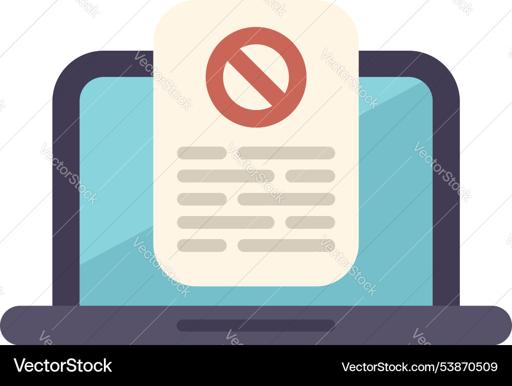 Laptop displaying document with blocked access Laptop displaying document with blocked access vector image