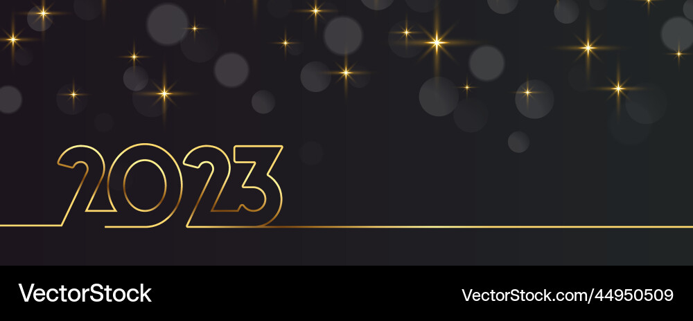 Line style 2023 new year banner with bokeh effect Vector Image