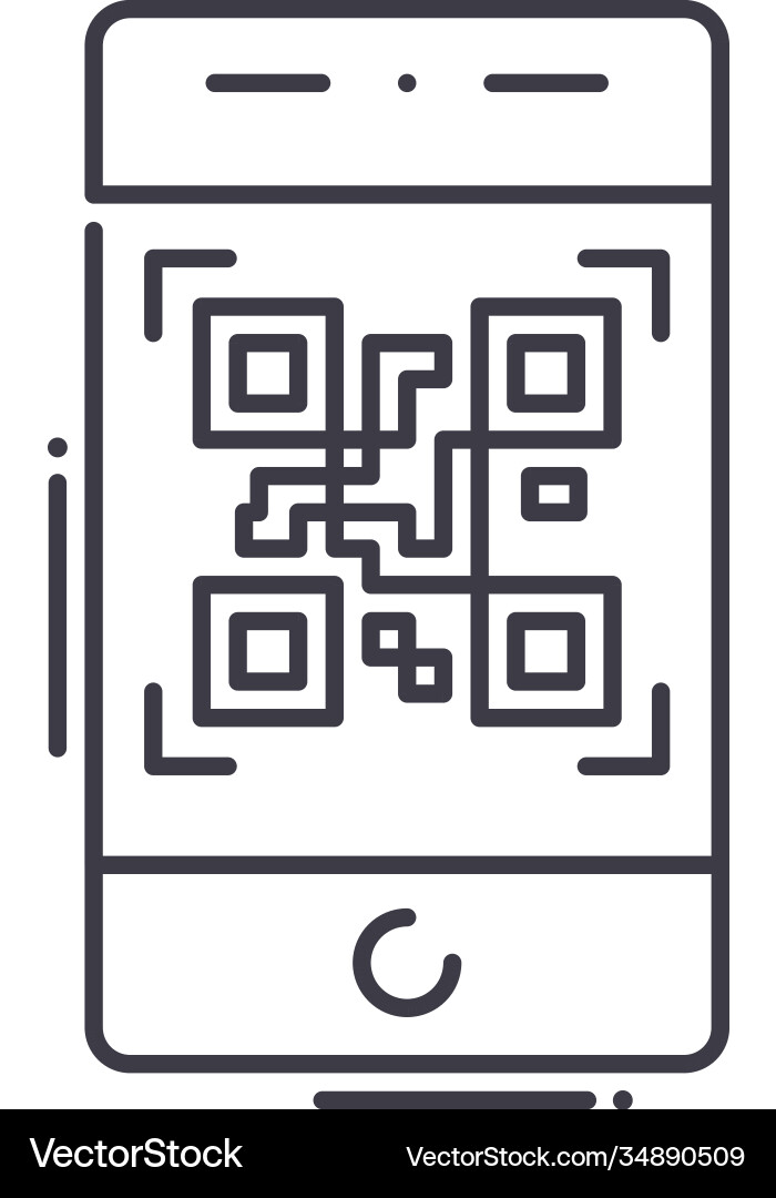 Qr code smartphone icon linear isolated Qr code smartphone icon linear isolated vector image