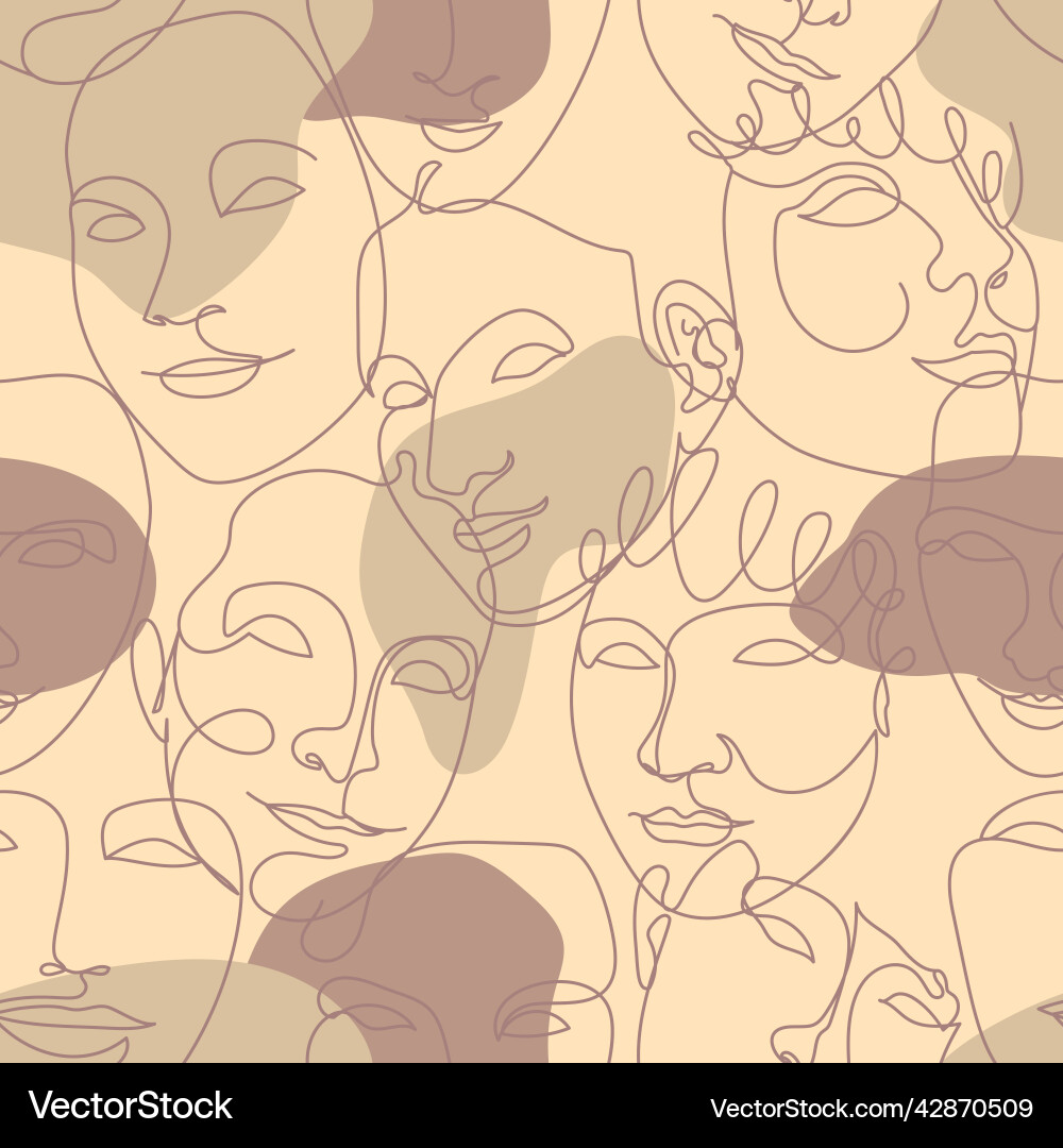 Seamless pattern with one single line drawings Vector Image