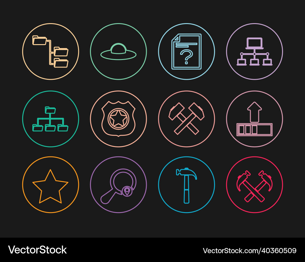 Set line two crossed hammers loading unknown Set line two crossed hammers loading unknown vector image