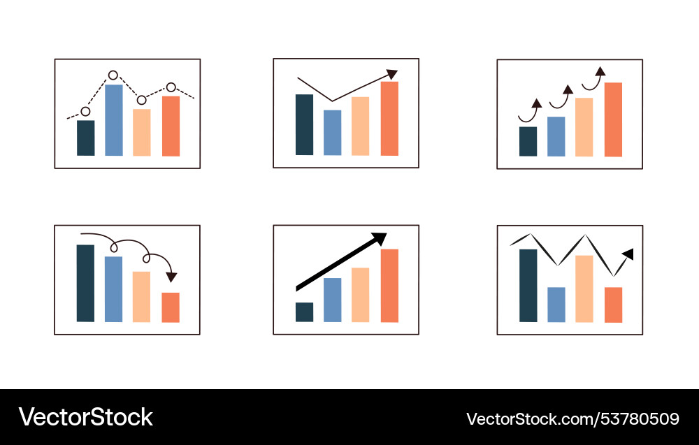 Set of graphs charts and diagrams for business vector image