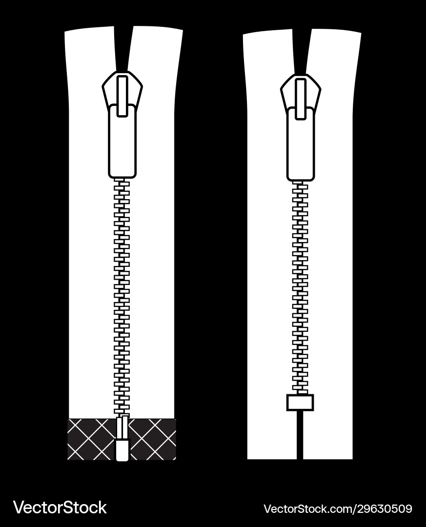 Zipper types closed-ended and open-ended scheme Zipper types closed-ended and open-ended scheme vector image